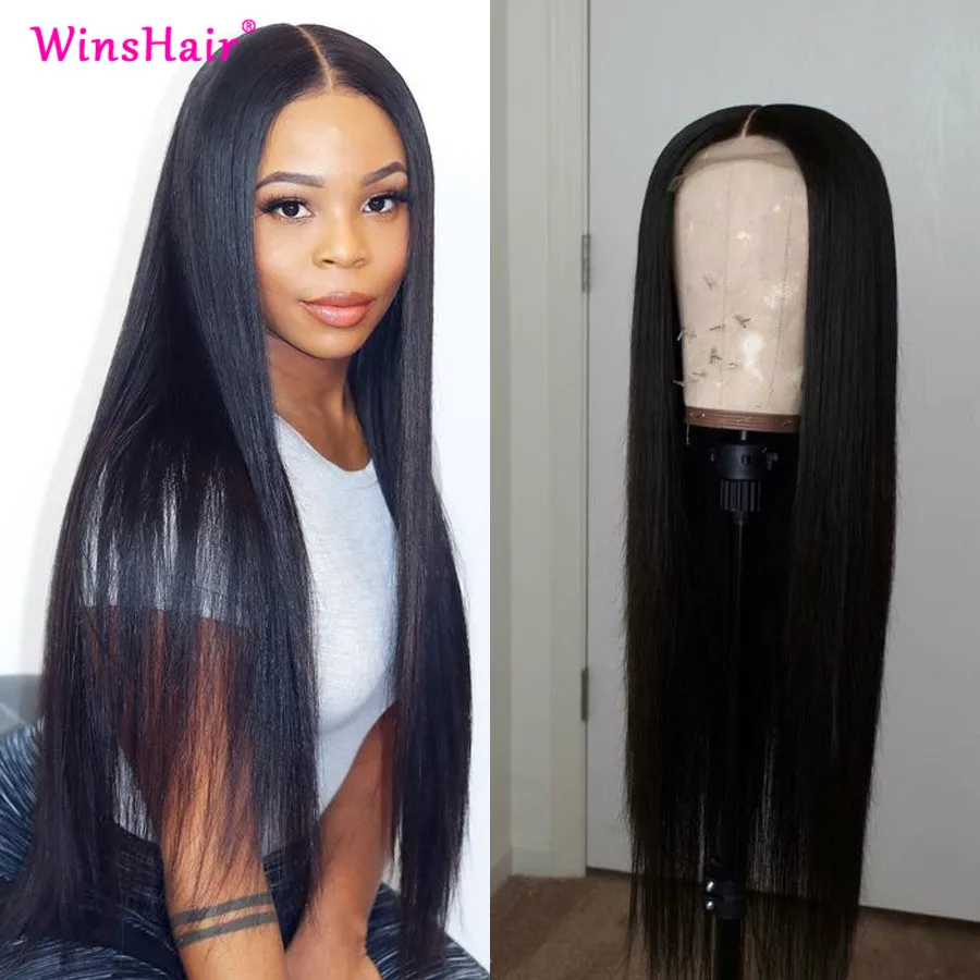Прямой парик Winshair на сетке спереди 13x6 HD бразильские предварительно выщипанные