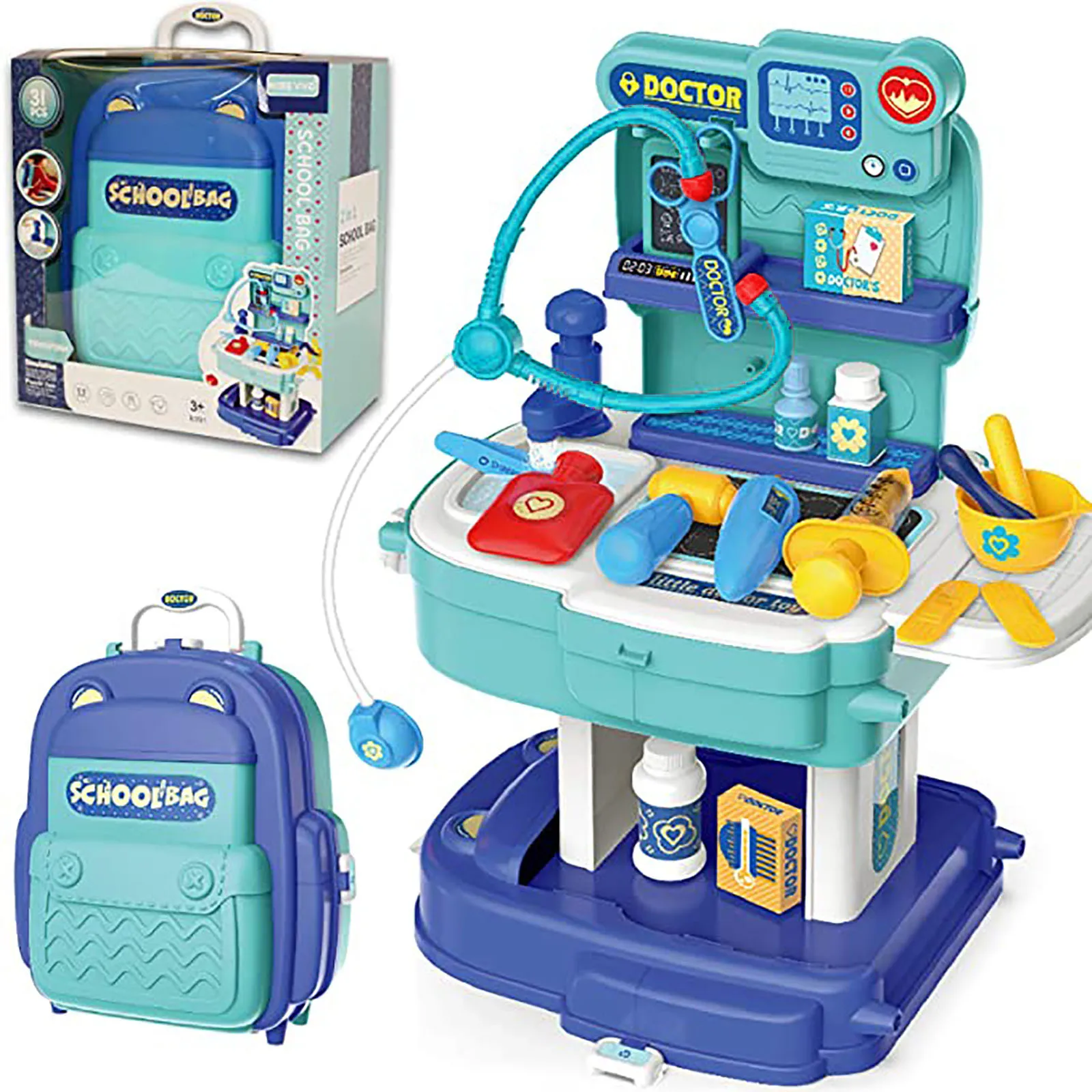 

children's toys Cute Design School Bag Tool Boy And Girl Toy Set With Portable School Bag for kids gifts high quality