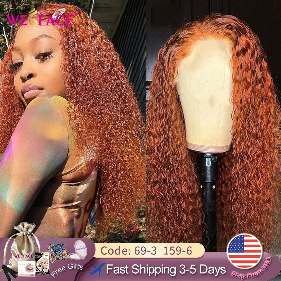 Orange Ginger Curly 13x1 Lace Front Human Hair Wigs 180 density Orange Lace Part Wig Brazilian Remy Hair Pre Plucked For Women