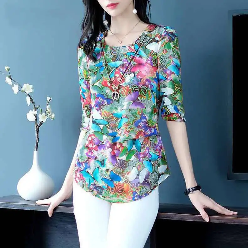 Женские мягкие свободные топы с круглым вырезом и принтом повседневная женская