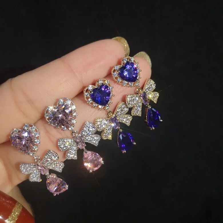 Роскошные серьги NPKDS из пшеницы длинная водяная капля зеленый циркон микро-набор