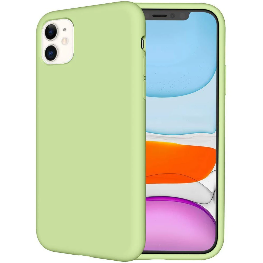 Мягкий жидкий силиконовый тонкий зеленый чехол для телефона Iphone XR