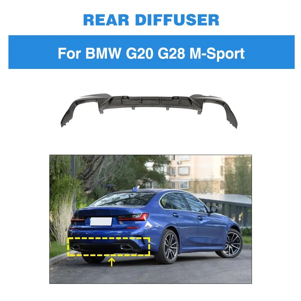 

Carbon Fiber Rear Bumper Diffuser Lip Spoiler for BMW G20 G21 M-Sport M-Tech 2019 2020 Car Rear Diffuser Lip