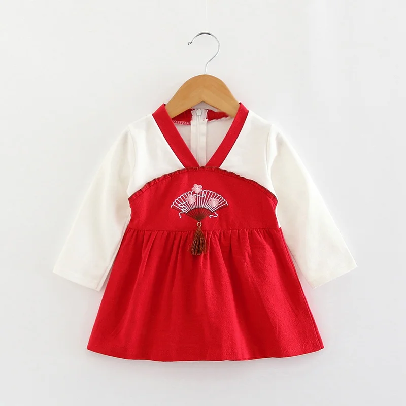 ✿BB-Baby Girl Sundress Summer Casual Baby Girls Floral Embroidery Long Sleeve Dress Kids Toddler Pageant | Детская одежда и
