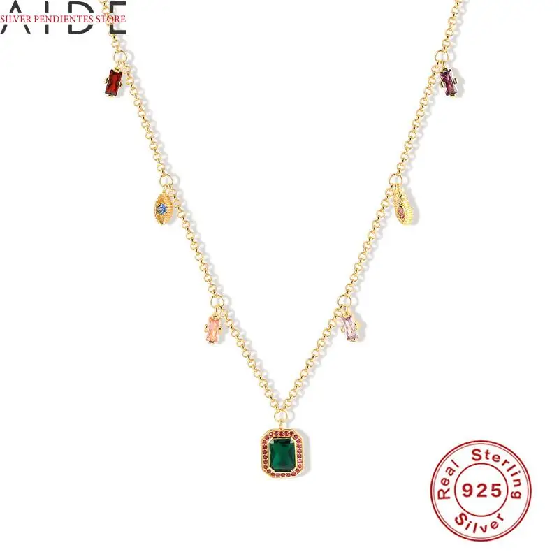 

Ожерелье женское из серебра 925 пробы с цветным Цирконом