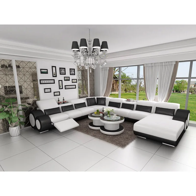 Диваны для гостиной диван-кровать из натуральной кожи L-образной формы с