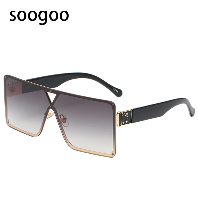 

Fashion Square Sunglasses For Men 2021 Vintage Oversized Rimless Sun Glasses Women Luxury Brand Designer Eyewear UV 400