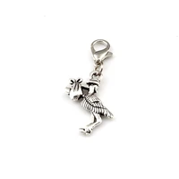 15pcs zinc alloy stork new baby pregnant expecting charms bead with lobster clasp fit charm bracelet diy jewelry 17x37mm