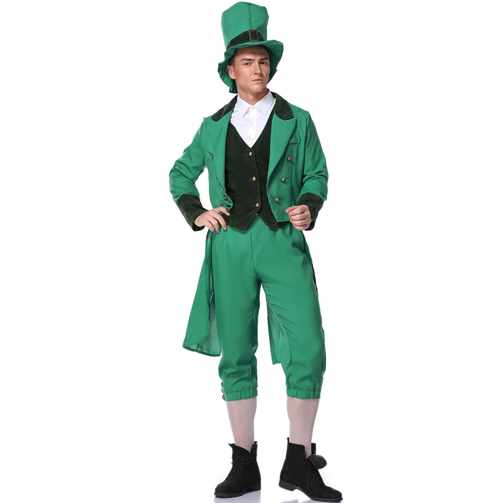 Adult Eraspooky Plus Green Clover Ireland, костюм на День Святого Патрика, карнавальный костюм для взрослых, Leprechaun, маскарадный костюм для всей семьи, шапка - Цвет: Adult