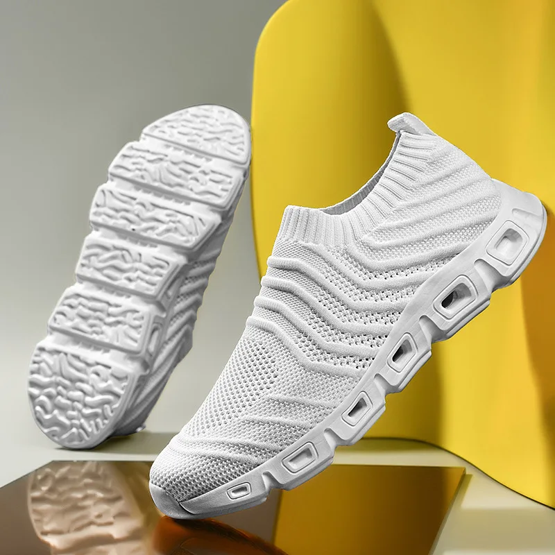 

New Men Shoes Casual Lightweight Sock Sneakers Men's Breathable Mesh Man Running Shoes Slip on Hard-Wearing Shoe Big Size 48