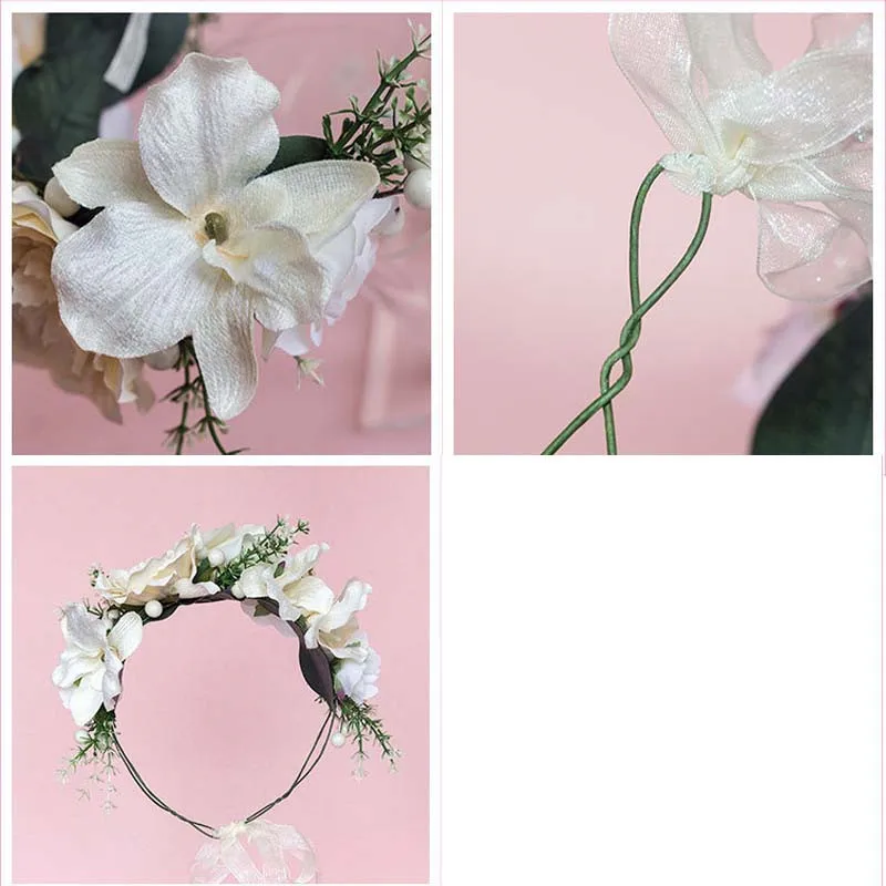 Яркая луна маленький букет роз венок искусственная винтажная гирлянда богемная