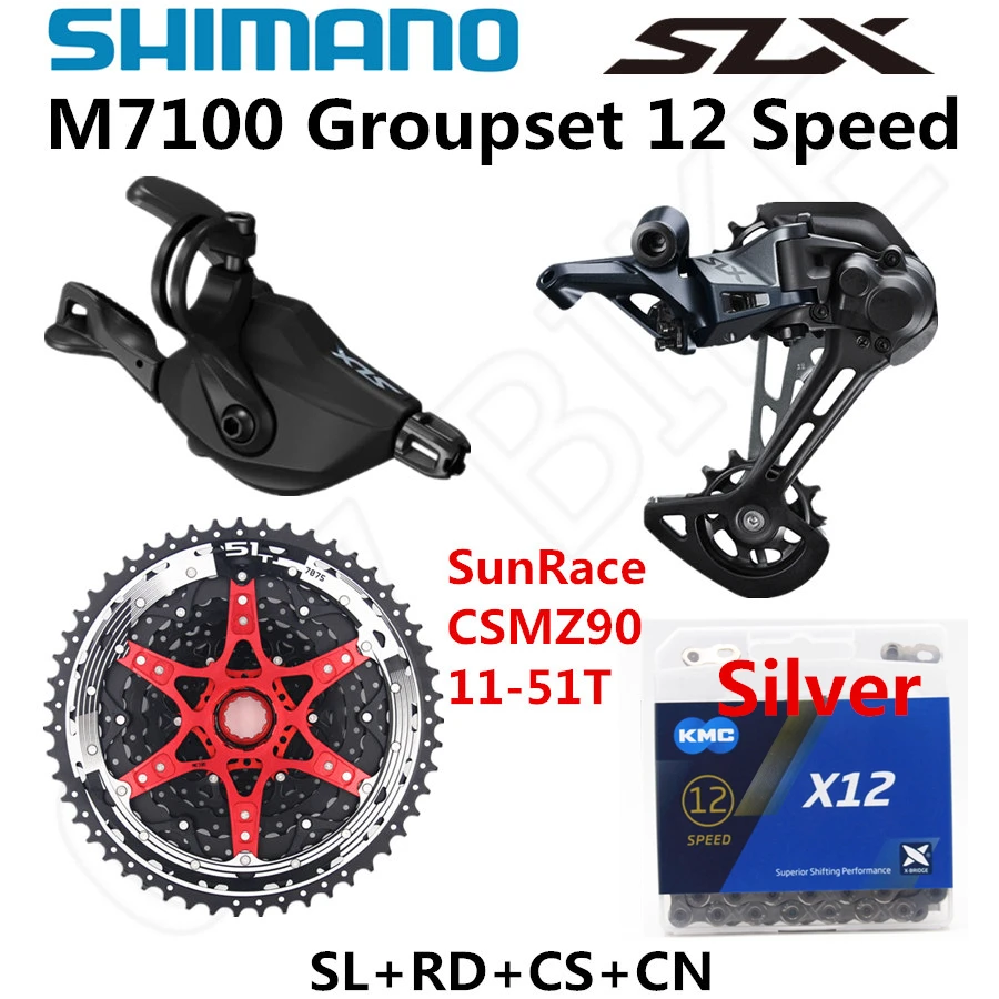 z90 B 51T X12 Silver SHIMANO DEORE SLX M7100 комплект горного велосипеда MTB 1x12-Speed 51T SL+ RD+ CSMZ90+ X12 M7100 переключатель заднего хода - Цвет: z90 B 51T X12 Silver