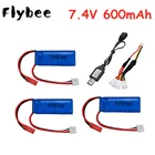 Аккумулятор Lipo для WLtoys K969, K979, K989, K999, P929, P939, 2s, 7,4 В, 600 мА  ч, зарядное устройство USB