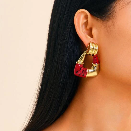 European and American fashion simple temperament earrings explosion models personality leopard pattern drop oil women | Украшения и