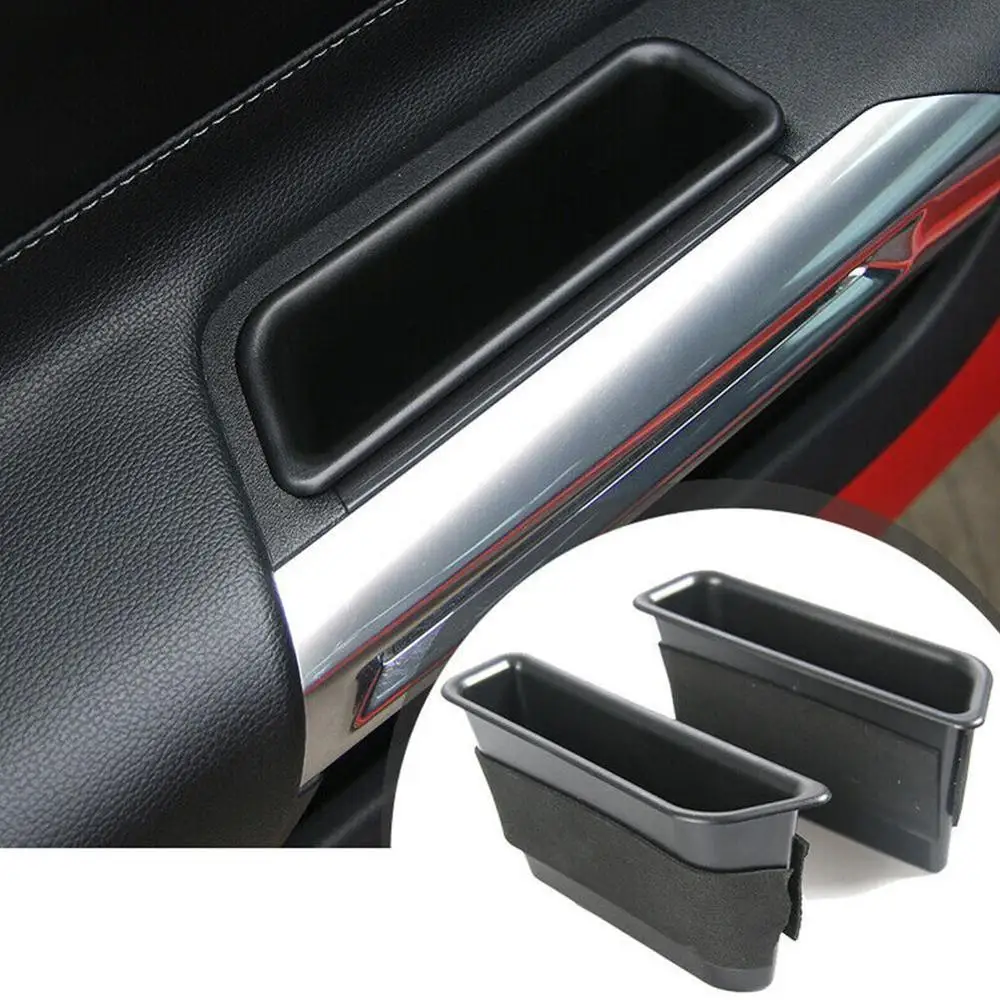 2pcs Inner Side Door Handle Storage Box Cover For Ford Mustang 2015+ Useful Car Interior Accessories Organizer