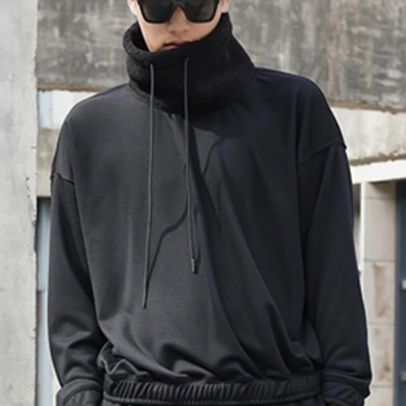 Зимний мужской свитер Черный Простой повседневный кашемировый с высоким