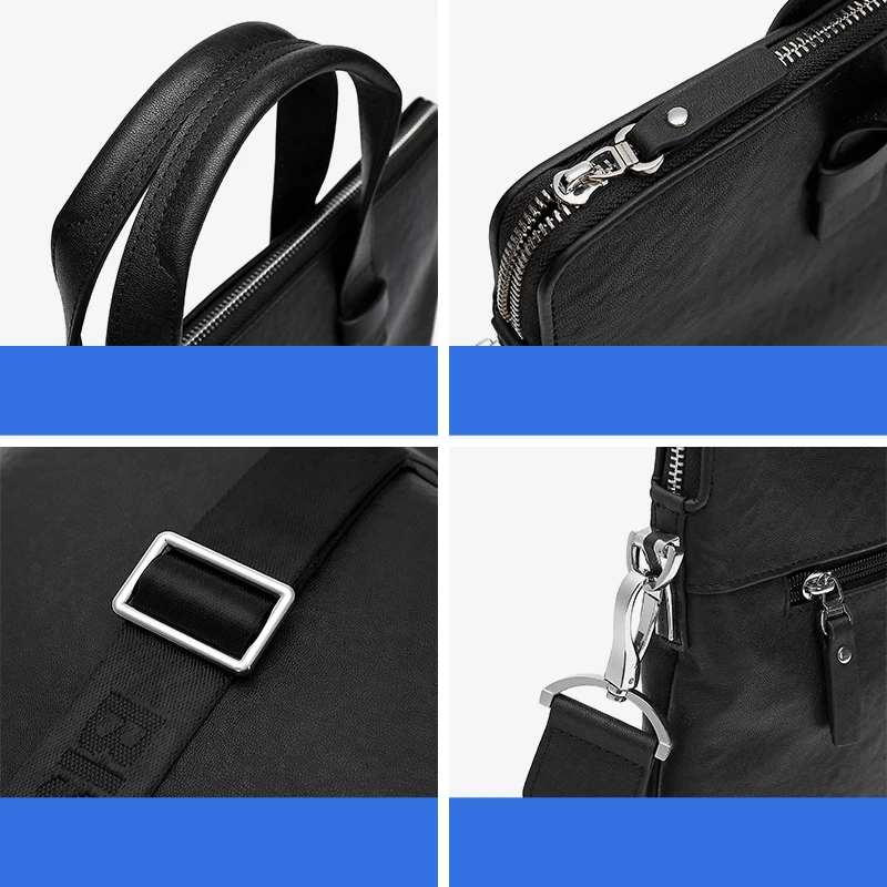 Bison Denim Cowhide Business Briefcase Genuine Leather Men Bag 14