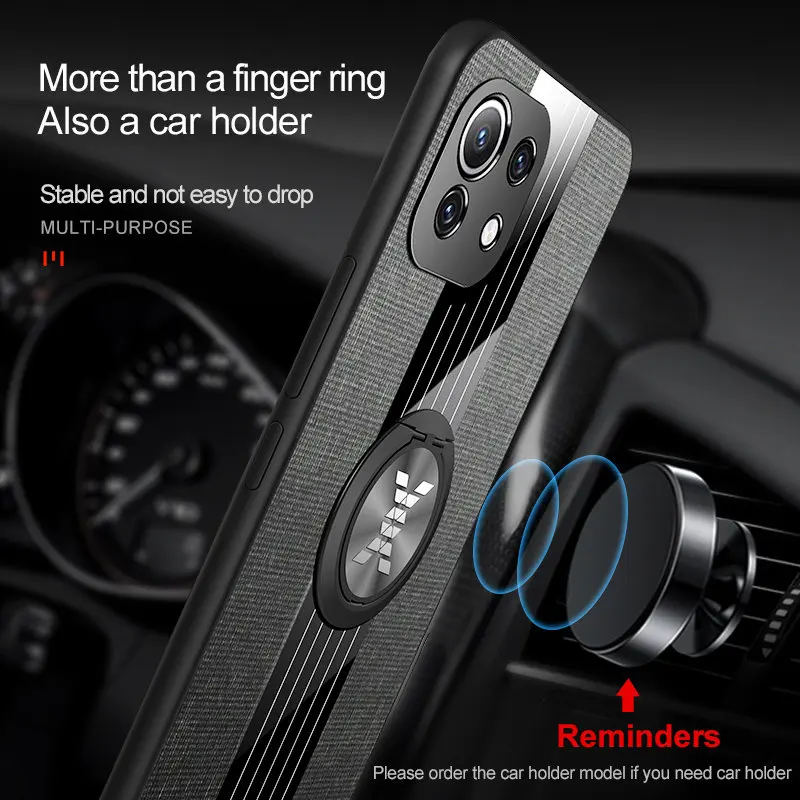 

Чехол для Xiaomi Mi 11 Lite 5G NE, гибридный прочный армированный чехол с откидной подставкой, металлическое кольцо на палец, магнитный держатель, зад...