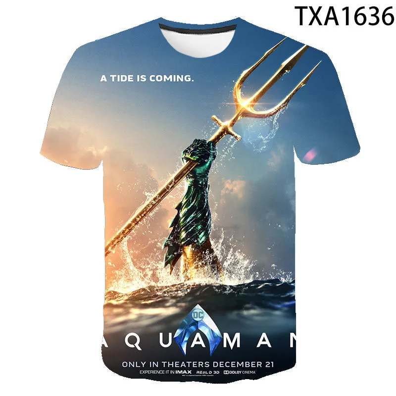 Футболка Aquaman для мужчин и женщин новая летняя уличная одежда с 3D принтом