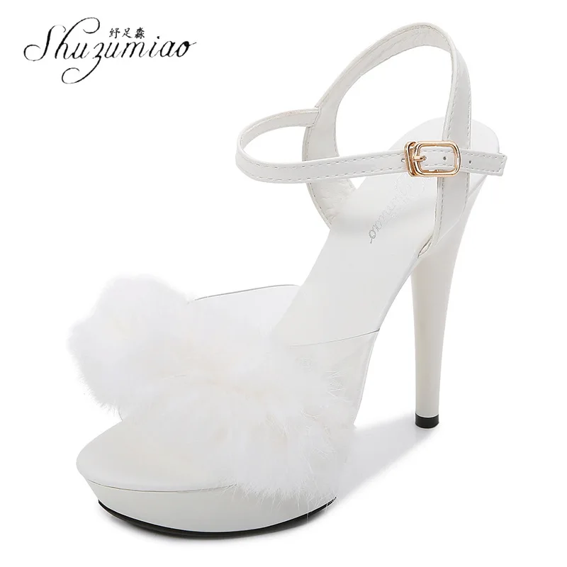 

Women Sandals Fur Heels Summer Shoes Extreme High Heels Woman Pumps Gladiator Stiletto Classic Sandals Ladies Shoes Women 34-43
