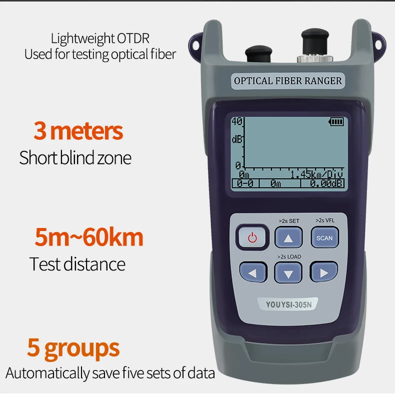 Мини OTDR YYS 305N 1550 нм 18 дБ + VFL 60 км волоконно оптический Волоконно рефлектометр