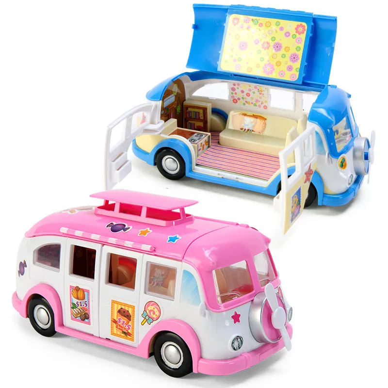 Набор мебели для кукол "Лесная семейка на пикнике" - карета с зайцем, медведем и пандой 1:12, для детской игрушки DIY, мини-спальня для туризма.