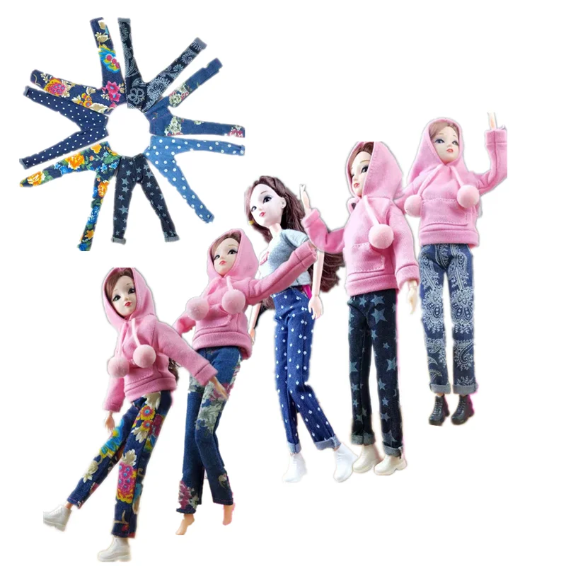 

Fashion Street Style Jeans Pants For Barbie Doll Clothes Denim Trousers Casual Wears 1/6 BJD Dollhouse Accessories Kids DIY Toy