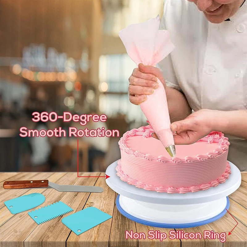 

justdolife Rotating Cake Turntable Multifunctional Revolving Cake Stand Cake Turner Table Kitchen DIY Pan Baking Tools