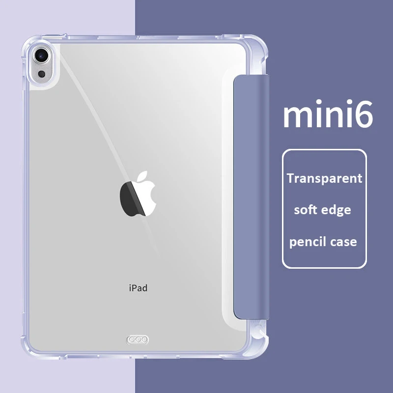 

Мягкий прозрачный чехол из ТПУ для iPad Mini 6, новинка 2021, футляр для карандашей, умный чехол с функцией пробуждения и сна для iPad Mini 6-го поколения