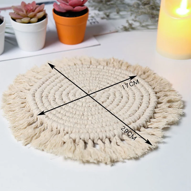 Bohemian Cup Mat Heart Shape Tablecloth DIY Placemat Non-Slip Insulated Table Protector Pad Kitchen Accessories |