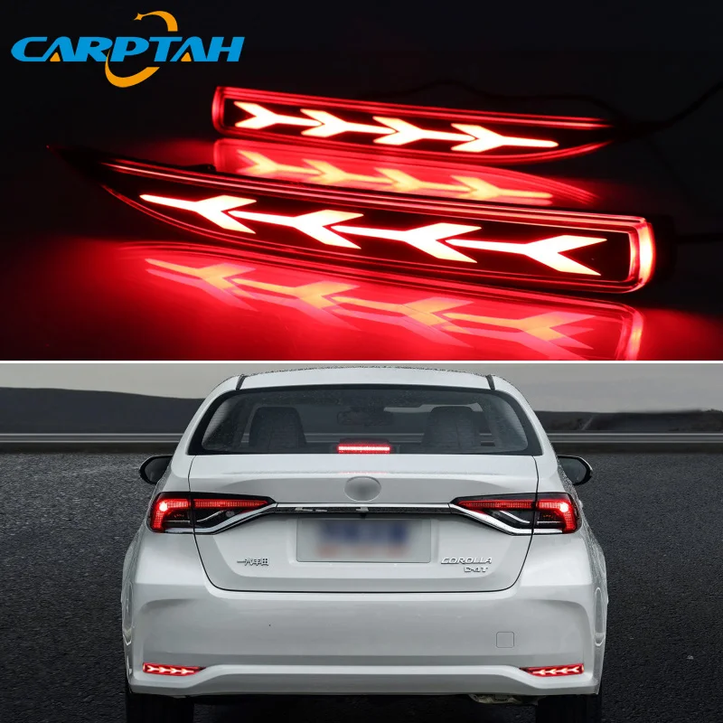 

2 шт. для Toyota Corolla 2019 2020, задняя противотуманная фара, Многофункциональный Автомобильный светодиодный бампер, стоп светильник, сигнал поворота