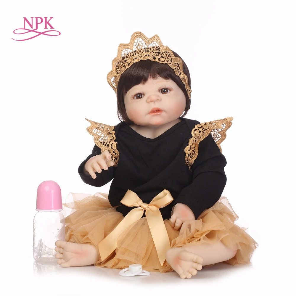 NPK 55 см настоящая силиконовая кукла для девочки Реборн игрушки младенцев куклы