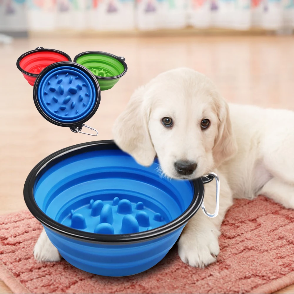 

350ml 1000ml Silicone Folding Slow food Bowl Outdoor Portable Water Bowl For Dogs Puppy Food Collapsible Pet Feeder Dish Bowl