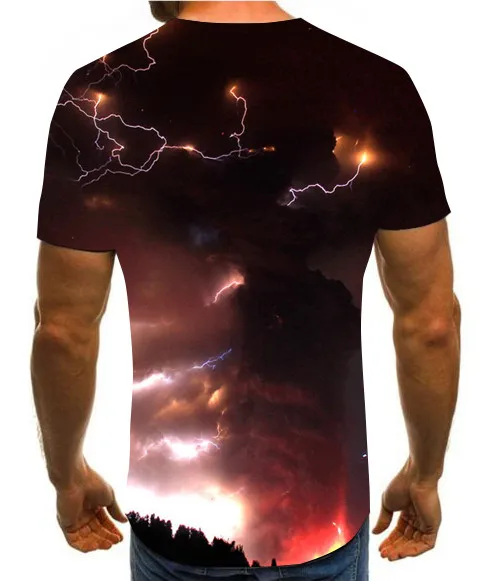 

2020 new 3D T-shirt lightning print men's summer fashion handsome T-shirt leisure brand cotton men's clothing s-6xl