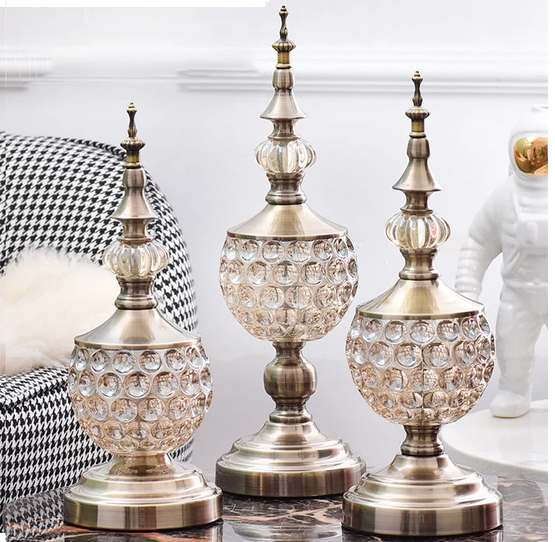 

Креативное металлическое Хрустальное украшение из стекла, ремесло, настольное украшение, Скандинавская роскошь, украшение для дома, аксесс...