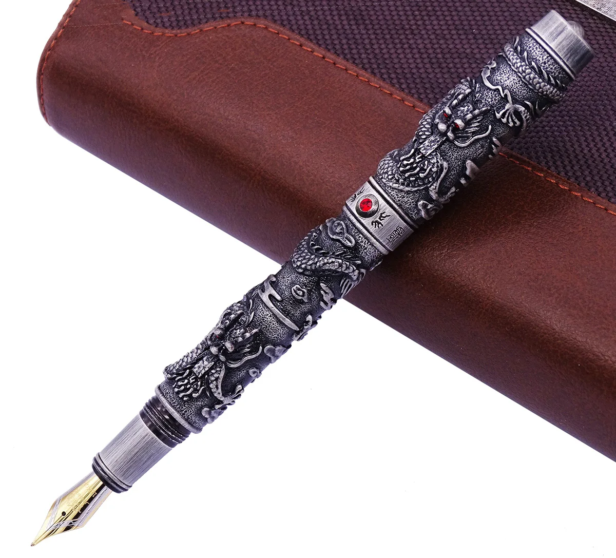 Jinhao винтажная Роскошная перьевая ручка двойная играющий Дракон жемчужина