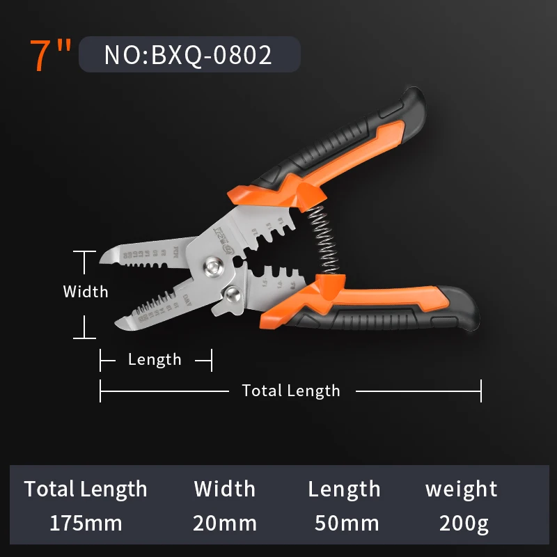 BXQ-0802 Многофункциональный инструмент плоскогубцы обжимные плоскогубцы для зачистки проводов многофункциональные Стопорные кольцевые клеммы Crimpper - Цвет: BXQ-0802