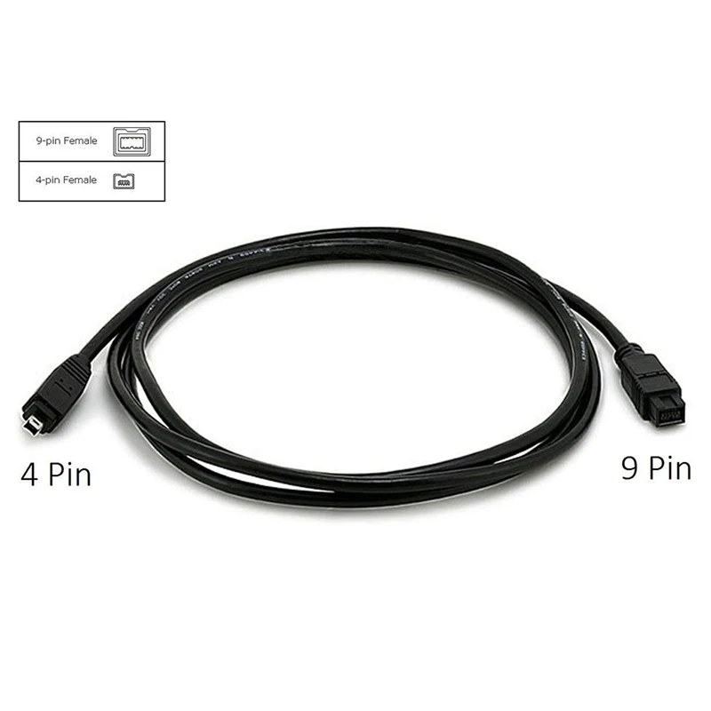 Black IEEE 1394 Firewire 800 to 400 Cable 9 Pin/4Pin Male / 10 FT | Электроника