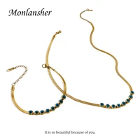 monlansher gold color stainless steel metal z snake chain necklace trendy blue acrylic eyeball beans statement necklaces jewelry