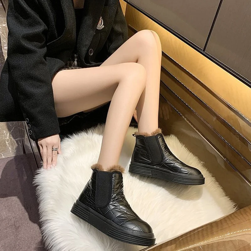 Short Tube Snow Boots Women's Winter Leisure Korean Version Plus Velvet Thick Martin Boots Warm Trend Cotton Shoes Women