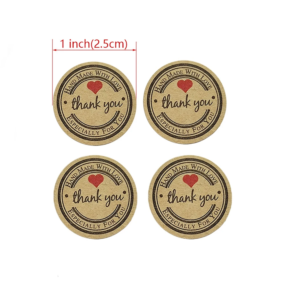 Multifunction 500 Thank You Stickers Scrapbooking Hand Made Handmade Label Wedding Adhesive Sticker Kraft Round Labels | Дом и сад