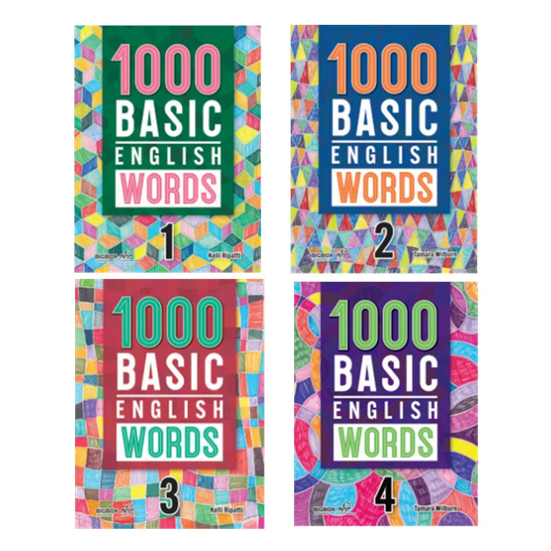 

4 книги/набор 1000 базовых английских слов Уровень 1-4 Начальная школа общий английский словарь Книга