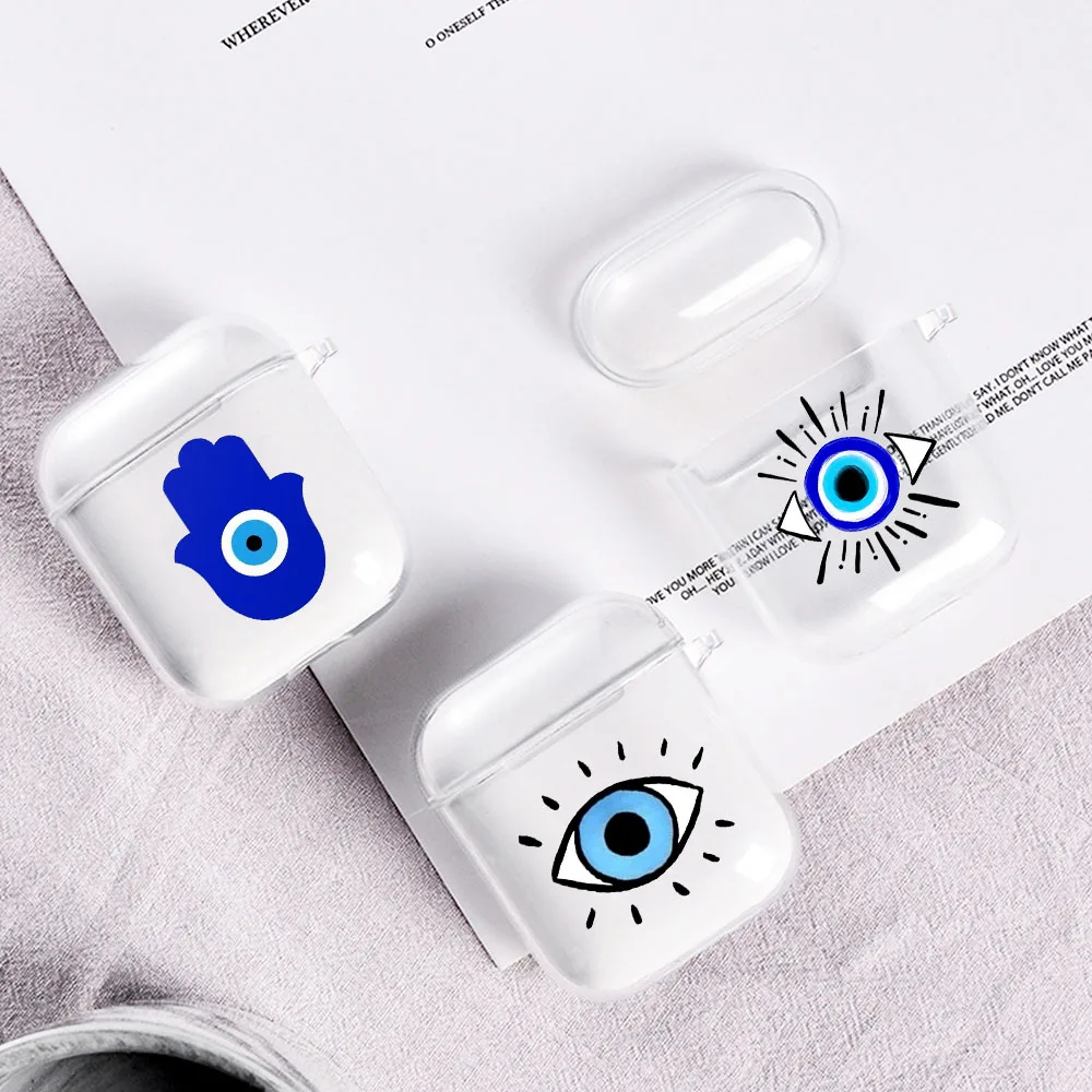 

Luxury Eye Blue Evil Eye TPU Clear Airpod Case for Apple Airpods 1 2 Soft Cover Wireless Bluetooth Earphone Coque Funnds
