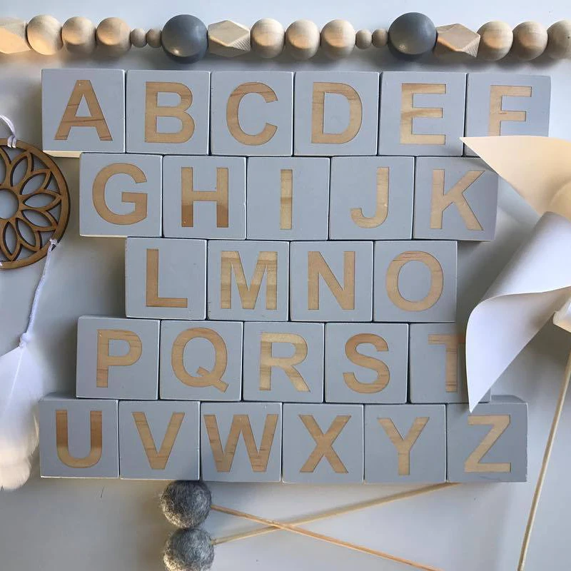 5x5 см большие деревянные буквы алфавита кубики квадратные английские блоки ABC