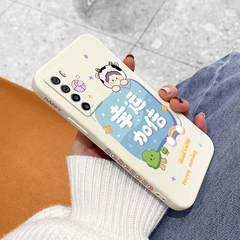 

Lovely Cartoon Pattern Liquid Silicone Case For Honor play 4 4t 4tpro Honor v30 30 20 X10 X10max