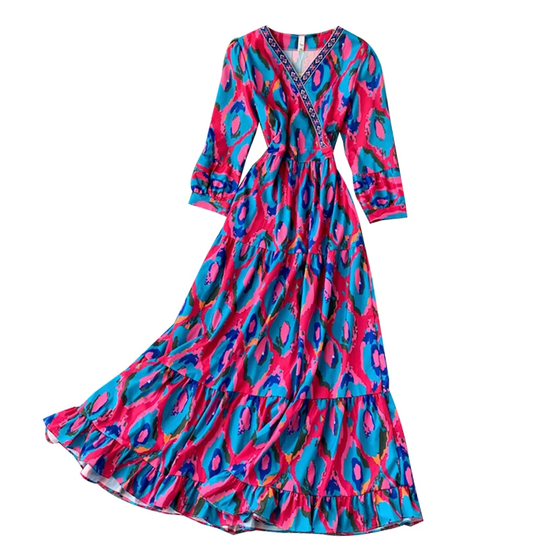 

Женское платье с длинным рукавом, с цветочным принтом