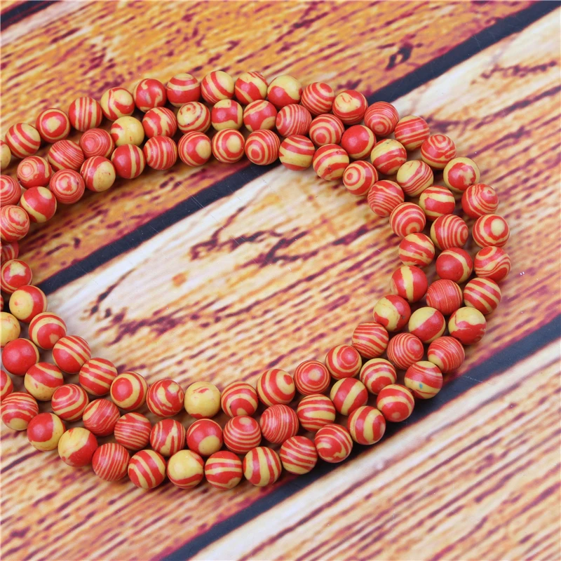 

Red Malachite Natural Stone Bead Round Loose Spaced Beads 15 Inch Strand 4/6/8/10/12mm For Jewelry Making DIY Bracelet