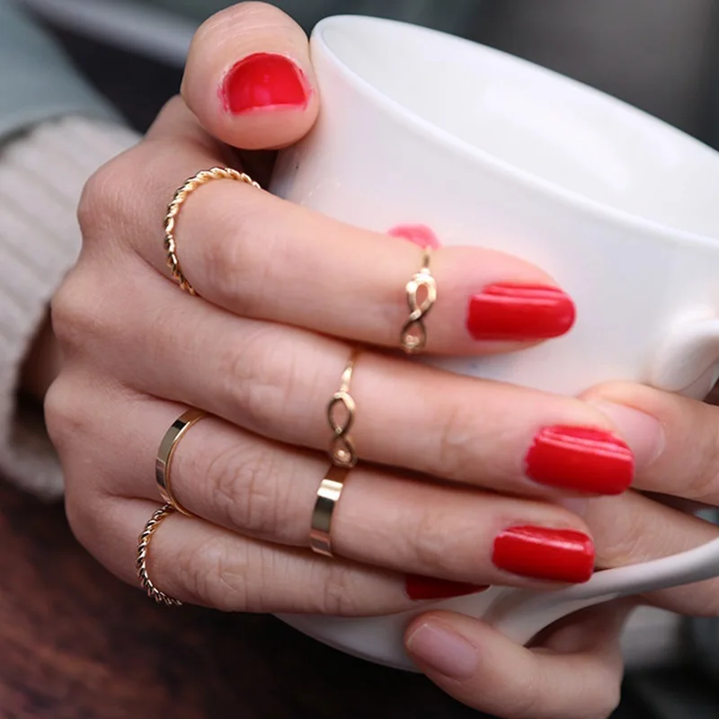 Модные простые кольца в форме короны золотого цвета набор женских колец на палец