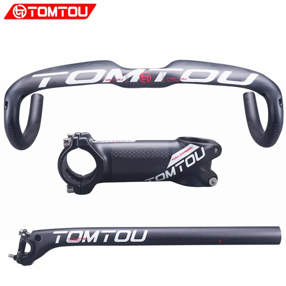 TOMTOU матовая белая ручка из углеродного волокна для шоссейного велосипеда Aero +