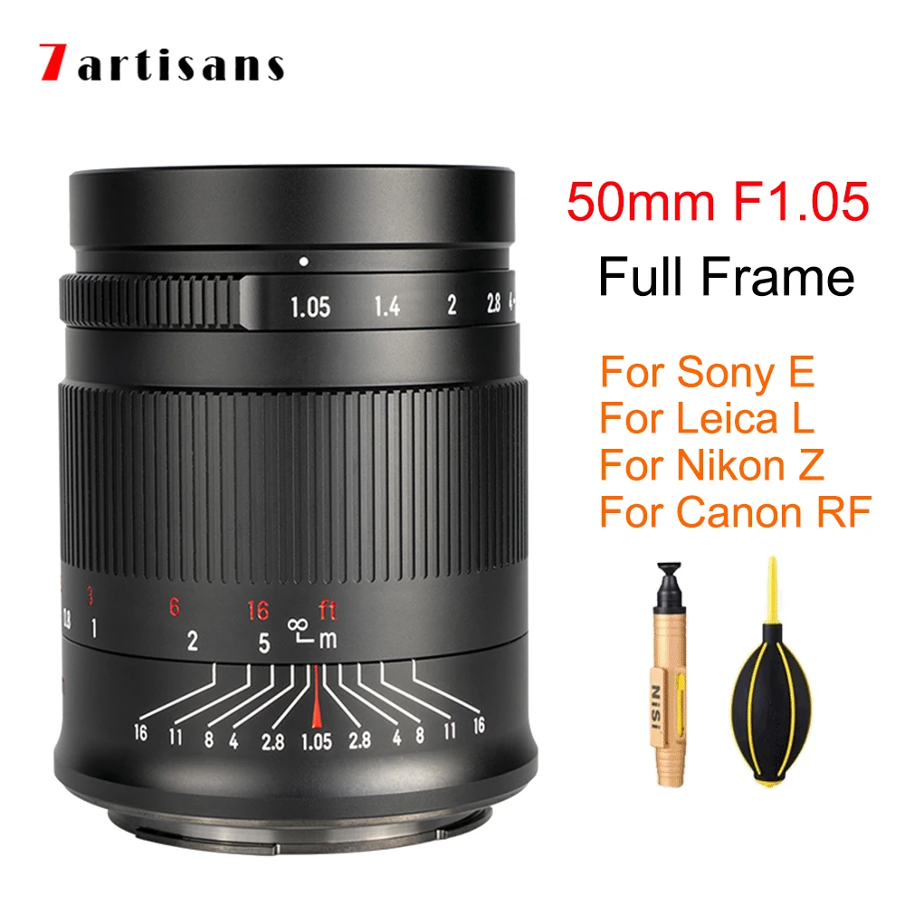 

7artisans 50 мм F1.05 объектив для камеры с полной рамкой, Большая диафрагма, объектив с фиксированным фокусом для SONY E Leica L Canon EOS R Mount Nikon Z Mount